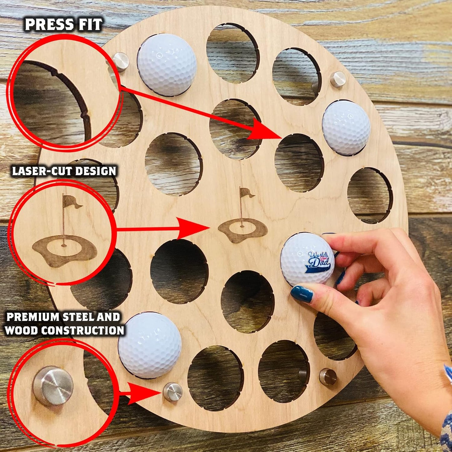 Golf Ball Display Holder Collector’S Case Holds 19 Golf Balls Wall Mount Decor